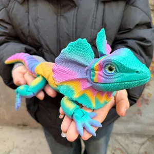 3D Printed Umbrella Lizard Statue, Articulating Animal Figurines, Realistic Eyes, High Precision Moveable Limbs, Perfect Decorative Gift, Party Favors, Valentine's Day Present