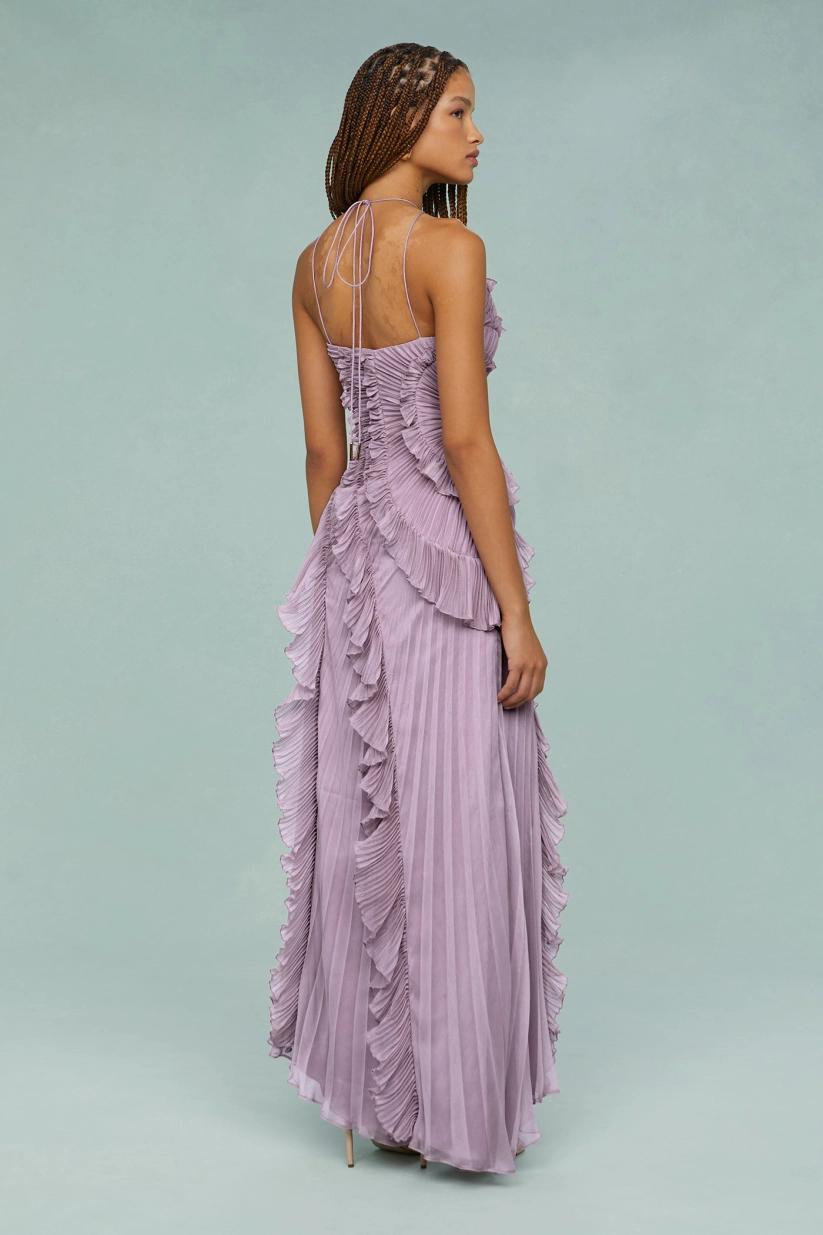 European and American women's clothing 2025 summer new fashion strapless sexy backless slit tassel temperament dress