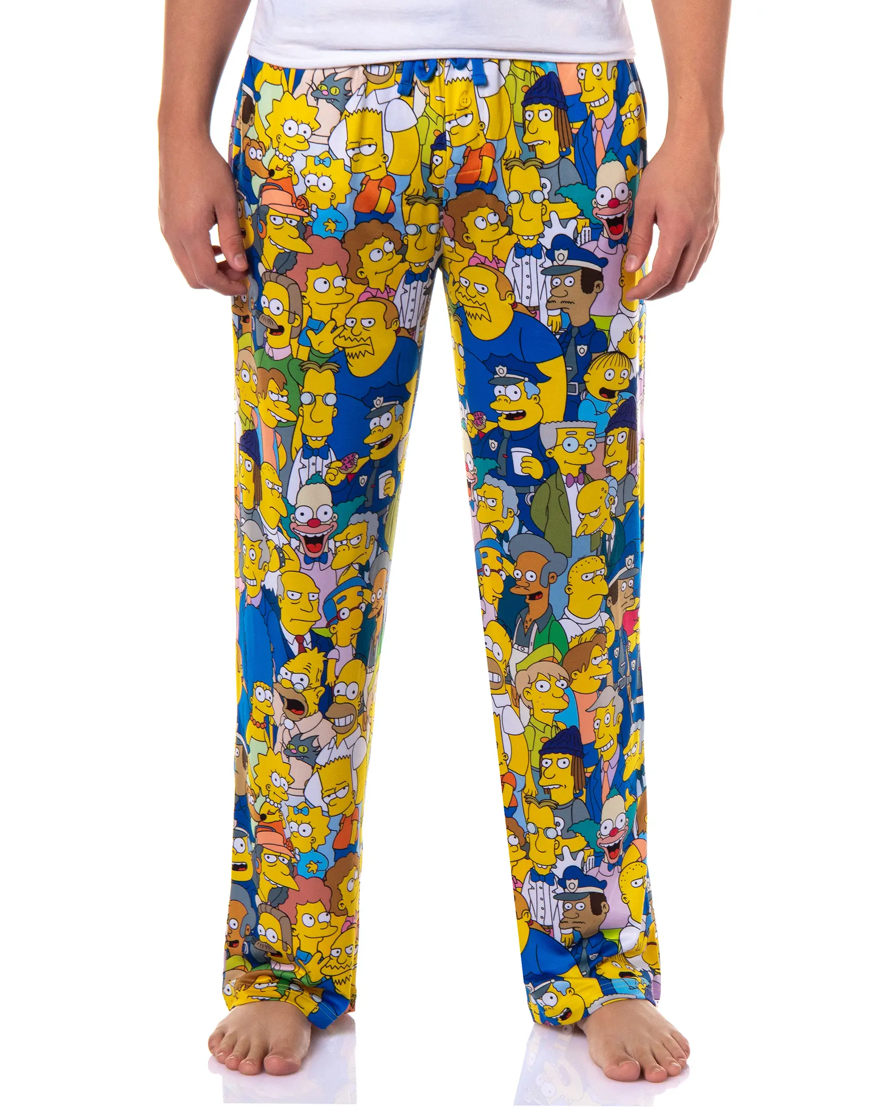 The Simpsons Pants Men's Characters of Springfield Adult Lounge Sleep Pajamas, Smooth, Stretch