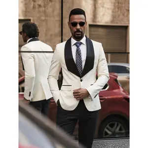 Men's Suit 2-Piece Shawl Collar Jacquard Tuxedo Set | Peris Pattern Formal Blazer & Trousers | Wedding Dinner Jacket