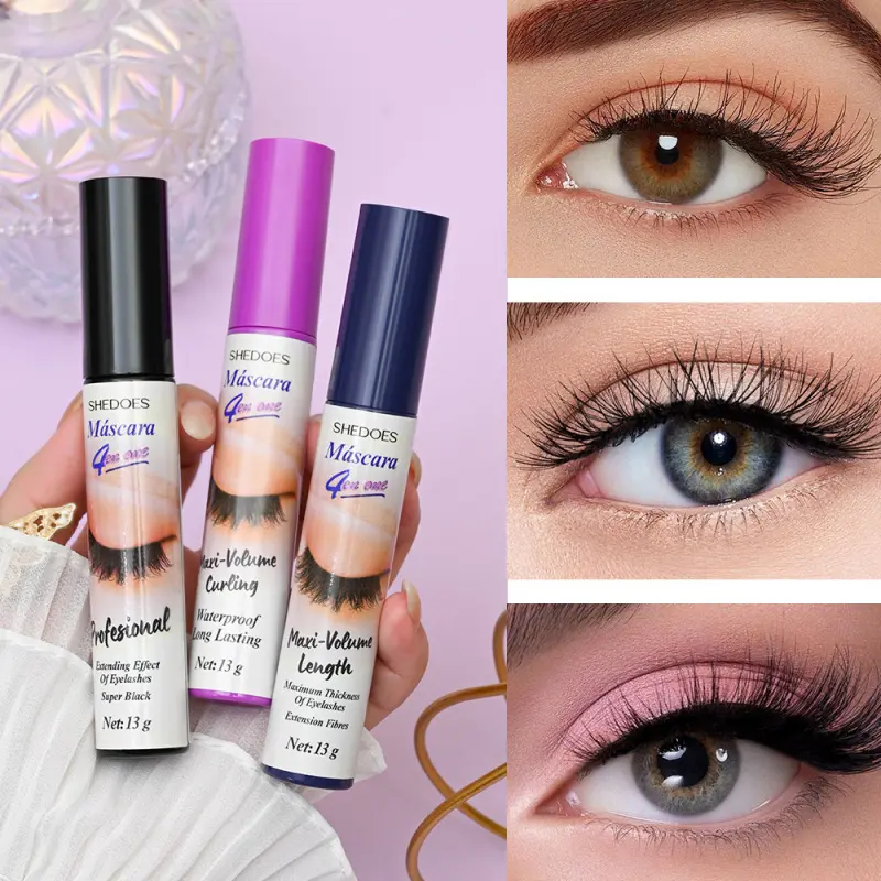 Three Color Volumizing Fluffy Lashes Mascara Waterproof Long-Lasting Smudgeproof Sweat Resistant Dense Curl Natural Look Lengthening Mascara