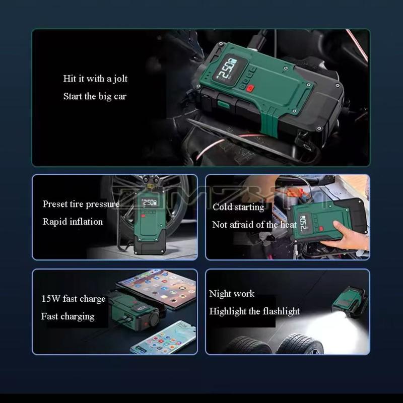 Portable Car Jump Starter with Air Compressor 4000A Battery Jump Starter for All Gas 8.0L Diesel 150PSI Tire Inflator 12V Jump Power 15000mAh Power Bank LED Light Automotive