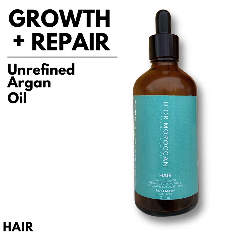 100% Pure Argan Oil Infused with Rosemary Oil for Hair Growth and Repair, Haircare, Scalp Repair, Frizz control, Hydrate Moisturize