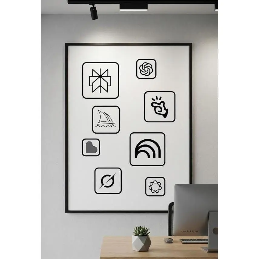 [SALE UP TO 40%] [Unframed] Tech Icons Poster – Minimalist App Symbols Wall Art
