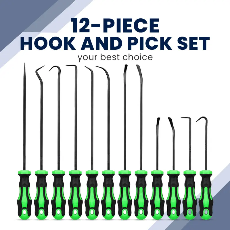 12-piece pry hook tool set; pry hook tool set for automotive oil seals/O-rings and sealing pads; pry hook puller disassembly tools; long-handle and mini pry hook tool sets,father'sdaygifts