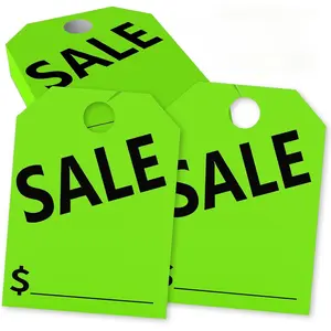 120 Pack  Tags, Green Double-Sided   Mirror Tags, 8.3 x 11.2 Inches for  Sign , with Hook Design for Auto Dealership Supplies &  Lots