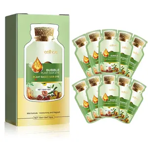 Natural Plant Bubble Hair Dye Shampoo – Botanical Foam Hair Color for Gray Coverage, Color Conditioning Formula, Natural Black, 30ml × 10 Packs