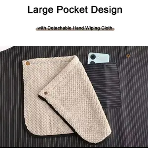Cross Back Waterproof Kitchen Apron with Pocket & Removable Towel for Easy Cleaning and Drying