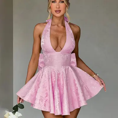 Pink Dress Fashion Nova Bow TikTok Shop