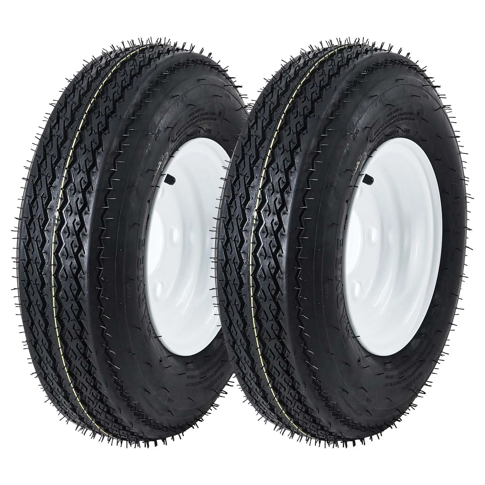 Garvee Upgraded 2 PCS Heavy-Duty 4.80-8 / 4.80x8 / 480-8 Trailer Tire and Wheel Assembly, 6PR Load Range C with 5 Lug White Modular 8 Inch Wheel, Replacement Tire Wheel Set for Utility Trailers, Boat Trailers and Campers