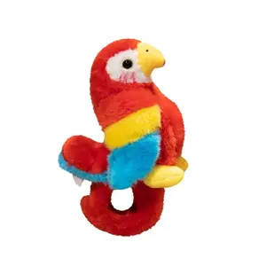 Wild Republic Perching Parrot, Scarlet Macaw, Snap Bracelet, Records and Replays, 9 Inches, Gift for Kids, Plush Toy