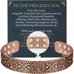 Copper Bracelet for Men, 18X Strength Mens Magnetic Copper Bracelets for Pain Relief, 99.99% Pure Solid Copper Therapy Bracelet for Pain Relief