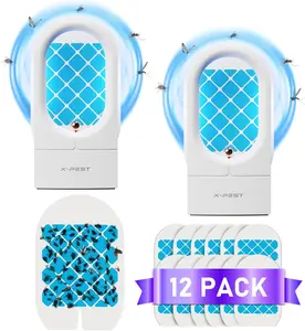 Fruit Fly Traps for Indoors, Plug-in Fly Trap Indoor, Gnat Traps for House Indoor, Fly Insect Trap with UV Light, Fly Catcher for Fruit Flies, Gnats, Mosqutioes, Moths (2 Device + 12 Refills)