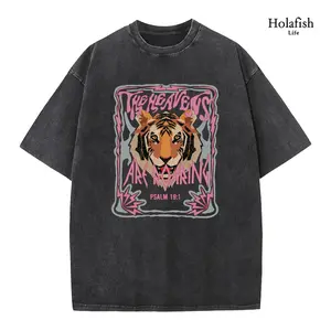Holafish Upgraded DTG Printing Women's Acid Washed T-Shirt Cotton Tee Soft Breathable Casual Top Ideal for Campus Outfits Girlfriends Gatherings Outdoor Picnics Lazy Weekends and Everyday Casual Looks