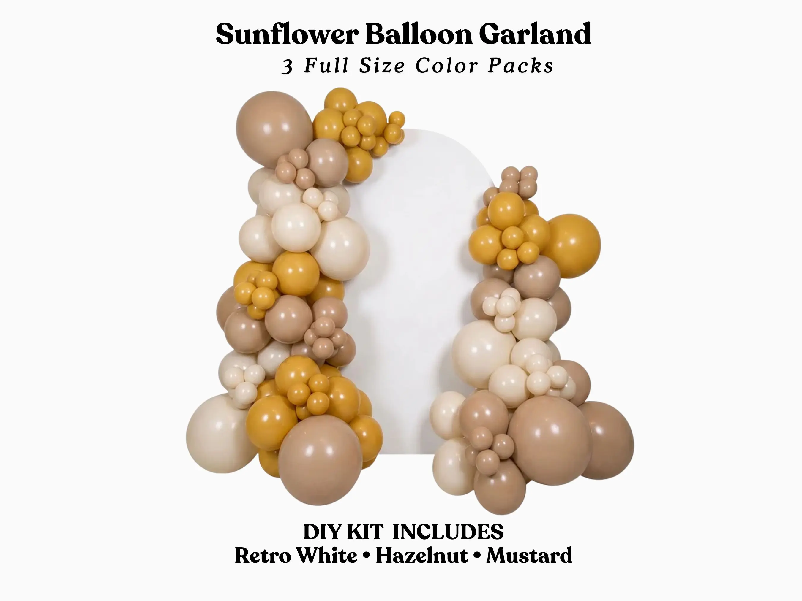 Sunflower Balloon Garland- Hazelnut, Retro White, Mustard DIY Kit