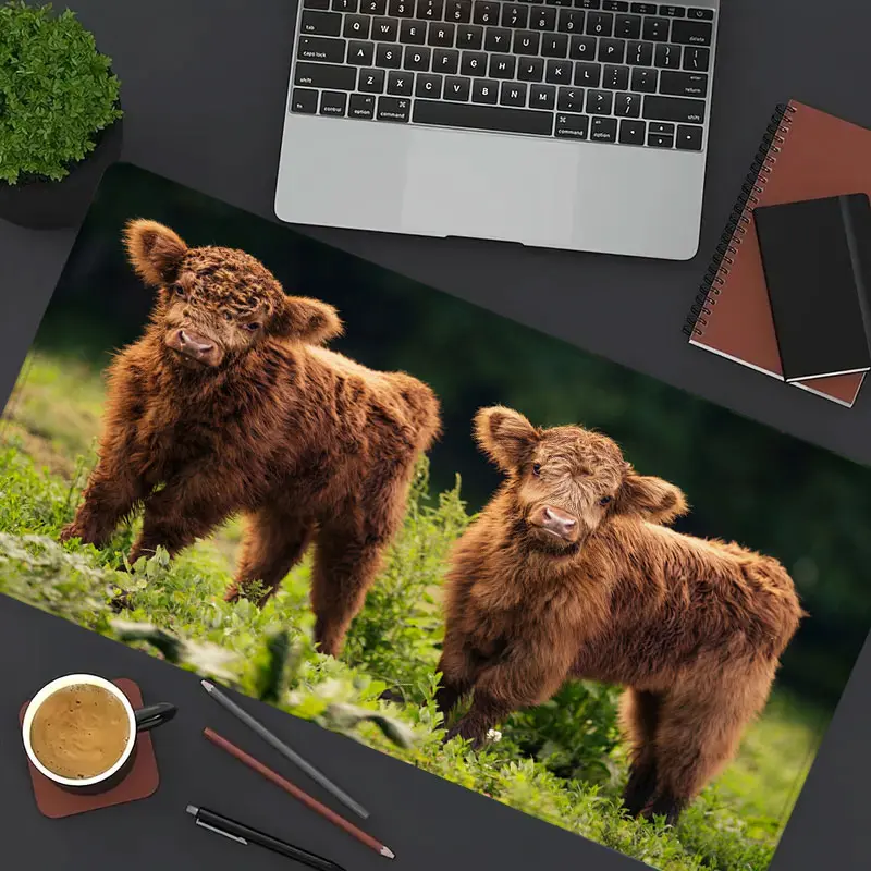 1pc Highland Cattle Mouse Pad Cute Cow Desk Mat Rubber Base with Stitched Edge Non-Slip Desk Accessories XL Mousepad for Office Home as Gifts for Men Women Birthdays,Christmas,Halloween Day