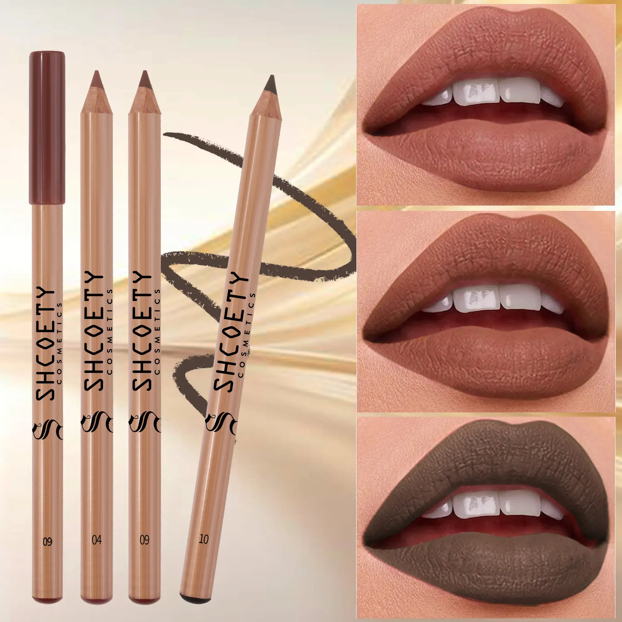 Long Lasting Matte Lip Liner Set, 12pcs/set Natural Wooden Lip Liner Pencil, Easy Coloring Lipstick, Lipliner Suitable for All Occasions Lip Makeup, L