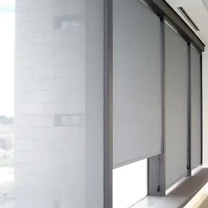 Roller Roman Shade Sheer Curtain Double Layer Blackout Office Nordic No Drill