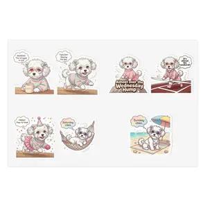 Cute Preppy White Dog Sticker Sheet | Weekly Mood Maltipoo Stickers by VAWT Merch