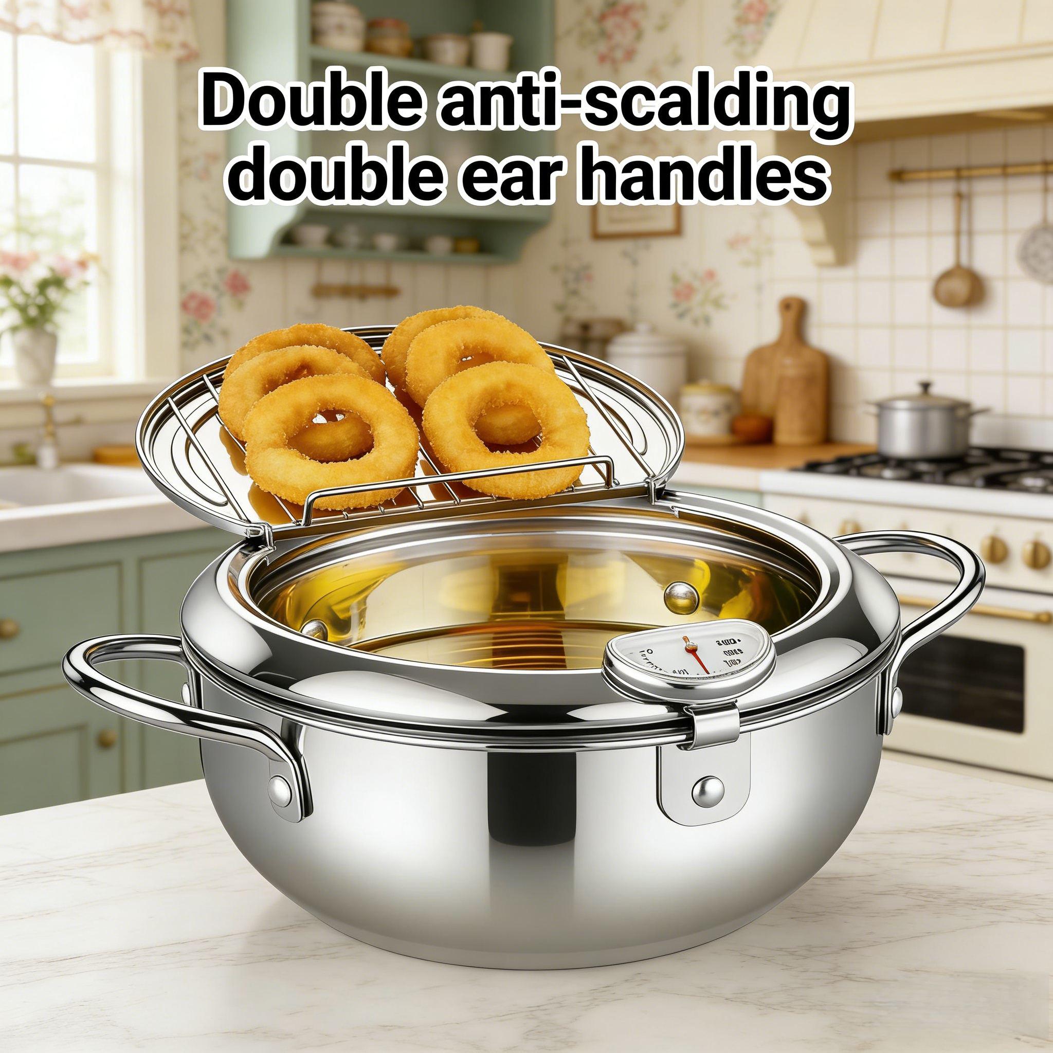 Deep Fryer Pot with Oil Drip Rack + 5 FREE Kitchen Tools!  The Ultimate Kitchen Frying Solution