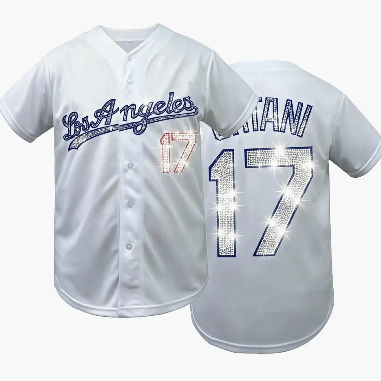 ✨Sparkle LA Baseball Sports Jersey 17 | Bling Rhinestone Embellished Shirt | Unisex Game Day Party Outfit