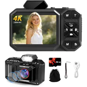 4K Digital Camera, FHD Vlogging Camera for YouTube with 64GB Card, 64MP Autofocus Anti-Shake/Date , Compact Travel Camra, Point and Shoot Digital Camera for Teens Beginners