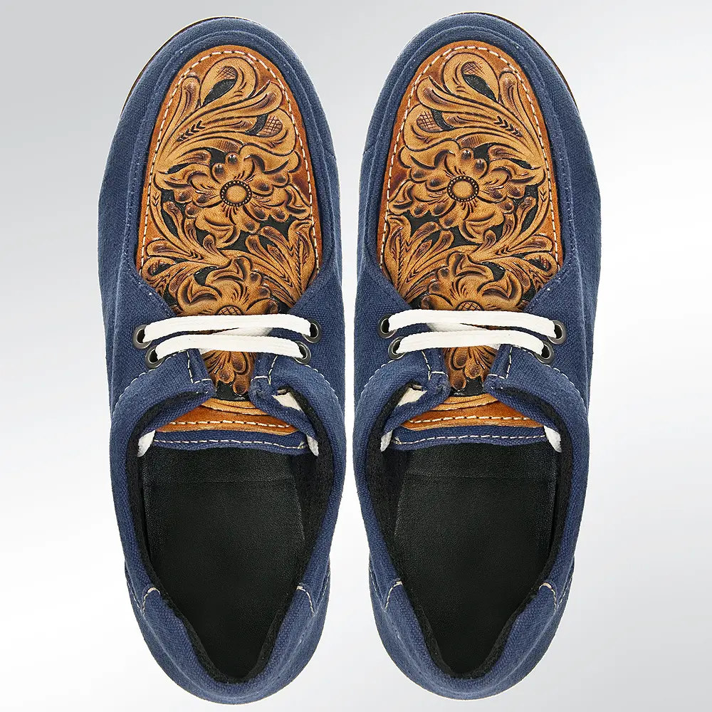 American Darling ADFT118 Hand tooled carved genuine leather trim lightweight shoe footwear slip on