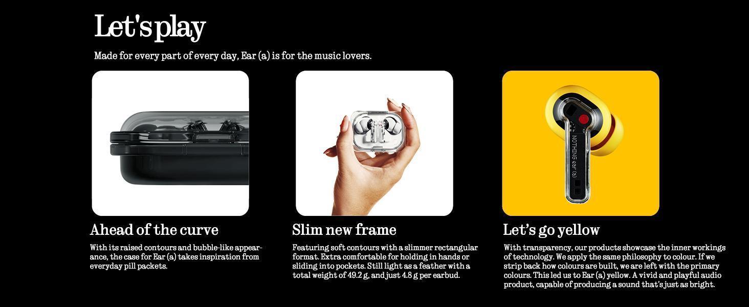 Nothing Ear (a) Wireless Earbuds with ChatGPT Integration, 45dB Hybrid Noise Cancelling Earbuds, Hi-Res Audio, Advanced Equaliser, Dual Connect, 6 Mics,42.5H Playtime Ear buds Wireless Bluetooth Black