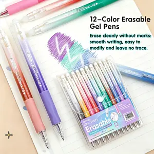 【12Colors Erasable Gel Pen Set with Retractable Fine Point Clicker】0.7mm Point Pens with Eraser for Everyday Use & Educational Purposes, for Planner, Students, Teachers, Nurses and Artists, Magical Pen, Colorful Crafts