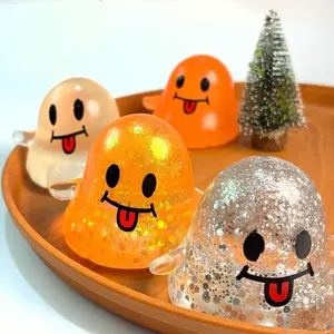 1-Pack Halloween Ghost-Shaped Maltose Squishy Sensory Fidget Toy, Figurines Fidgets, Squeezable Toy - Stress Relief Soft Toy for Adults & Kids, Funny Prank Toy Ideal for Party Favors, Kawaii Squishies, Decompression Squeeze