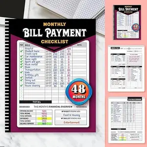【Father's day gifts】48-Month Budget Tracking Notebook Monthly Financial Organizer English Paper Material for Personal Finance Management Weekly Planner Bill Payment Checklist Graduation gifts
