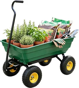 NorthSky Garden Dump Cart 4 Cu Ft 600 lbs Heavy Duty Utility Wagon, Quick-Release Dumping & 10" Pneumatic Tires for Yard Gardening,Farm Work,FathersDay Gift