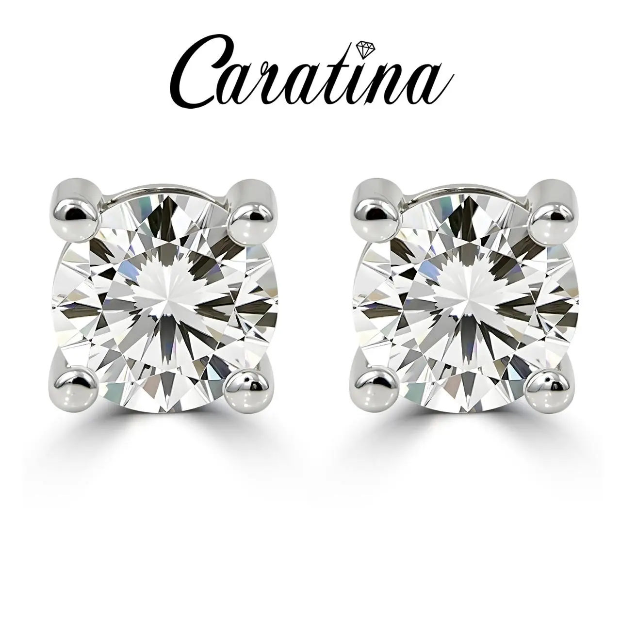 Caratina 1CT/2CT Premium Moissanite Solitaire Stud Earrings Perfect Birthday Mother’s Day Christmas Birthday Mother's Day Gift for Men Women Wedding