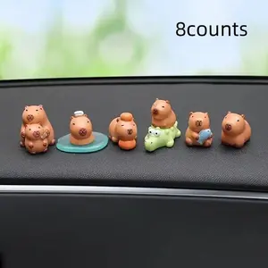 Cute Capybara Design Car Interior Decoration, 8pcs Car Center Console Ornament, Car Desktop Decor, Decoration Accessories for Women & Men, Girly Car Accessories