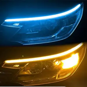 2 Pack LED Daytime Running Lights, Flexible Waterproof Car Light Strip, Turn Signal, Brake Flowing Light, 12V, Car Light Embellishments