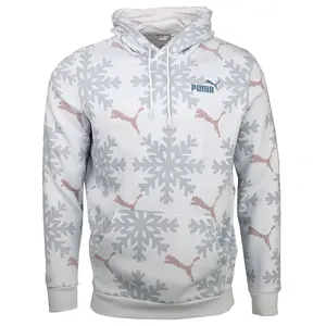 PUMA Mens Essentials Logo Lab Holiday Graphic Hoodie Casual Outerwear Casual Long Sleeve - Grey