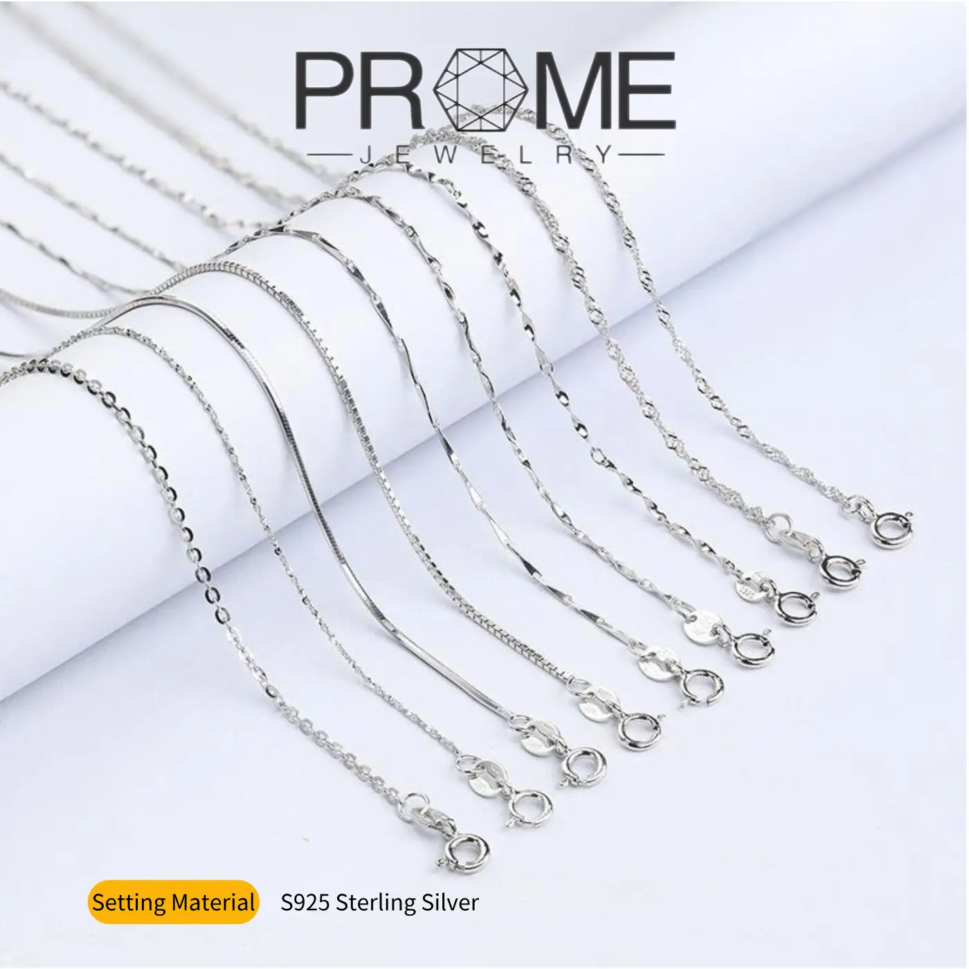 （SY001）Sterling Silver S925 Classic Simple Chain for Layering Unisex Necklace Compatible with Pendants Multiple Size Options