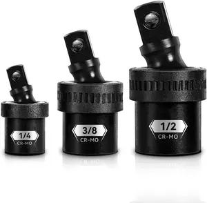 3PCS Impact Swivel Socket Set, 1/2" 1/4" 3/8" Drive Universal Joint Socket, Premium Cr-Mo Steel Impact Grade Wobble Socket Set