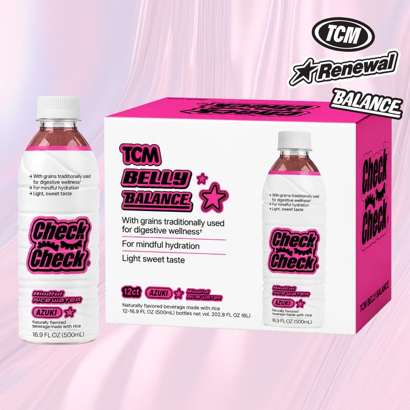 CheckCheck Prebiotic Rice Water 12-Pack 16.9 fl oz for Gut Health & Wellness - Beverage