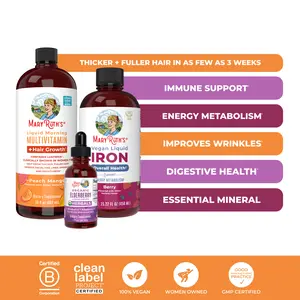 MaryRuth's Daily Multivitamin, Iron, & Elderberry Bundle - Liquid Morning Multivitamin + Hair Growth 30 oz - Elderberry Liquid Drops 1 oz - Liquid Iron 16 oz