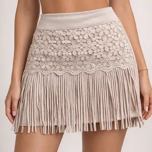 Floral fringe Mini skirt Floral fringe Mini skirt