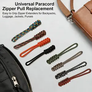 5-Pack Universal Paracord Zip Pull Cord, 2mm Polyester Fiber, No Metal Clips, Ideal for Backpacks, Luggage, Jackets