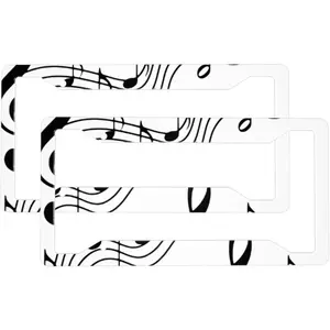 2 Sets Music Notes Premium License Plate Holder - Car Truck SUV Front and Rear Bracket for Enhanced Night Vision 4 Holes ﻿