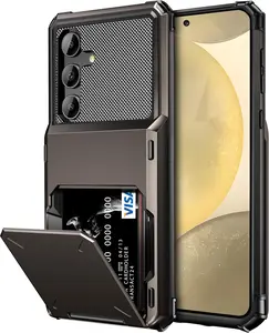 for  Galaxy S24 Wallet Case with Card Holder, 4-Card Dual Layer Heavy Duty Shockproof Wallet Case,  Flip Card Slot Large Storage Protective Case for Galaxy S24, 6.2''  Metal