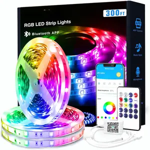 RGB Led Strip Lights, 300ft Led Lights for Bedroom with App Control, Multicolor Changing Led Light Strips Apply for Home Decor, Living Room, Kitchen, Home Party Decoration
