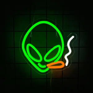 Green Alien Neon Signs, LED Neon Signs for Wall Decor Bedroom Man Cave Game Room Home Bar Party Decor, LED Alien Neon Light for Kids Birthday Gift (Green Alien)