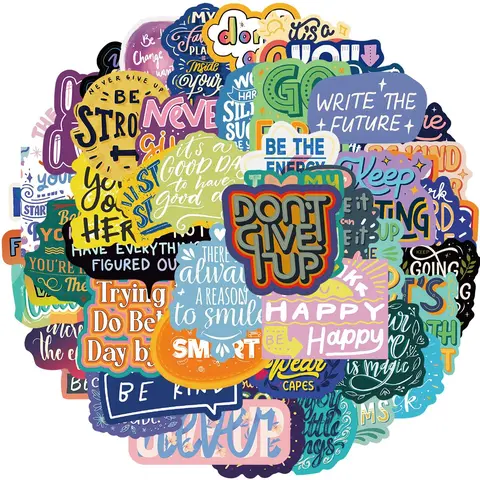Motivational Sticker, 50pcs/set Inspirational Words Sticker, Encouraging Positive Affirmation Sticker, Motivational Word Stickers for Water Bottles Laptop Decals Scrapbook Journal