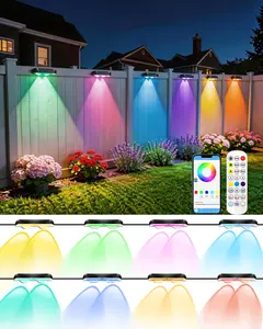 Outdoor Fence Lights 8 Pack, 50ft Smart RGB Outdoor Lights, APP, Remote Control, IP67 Waterproof LED String Light with Timer for Wall Deck Step Patio Railing Yard Stairs Pool Christmas Decor