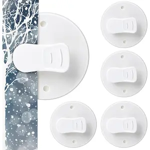 4 Pack Shower Curtain Clips Shower Windproof Showers Curtains Weights Self Adhesive Showers Curtains Clips for Home Inside Splash Water Wall (White)