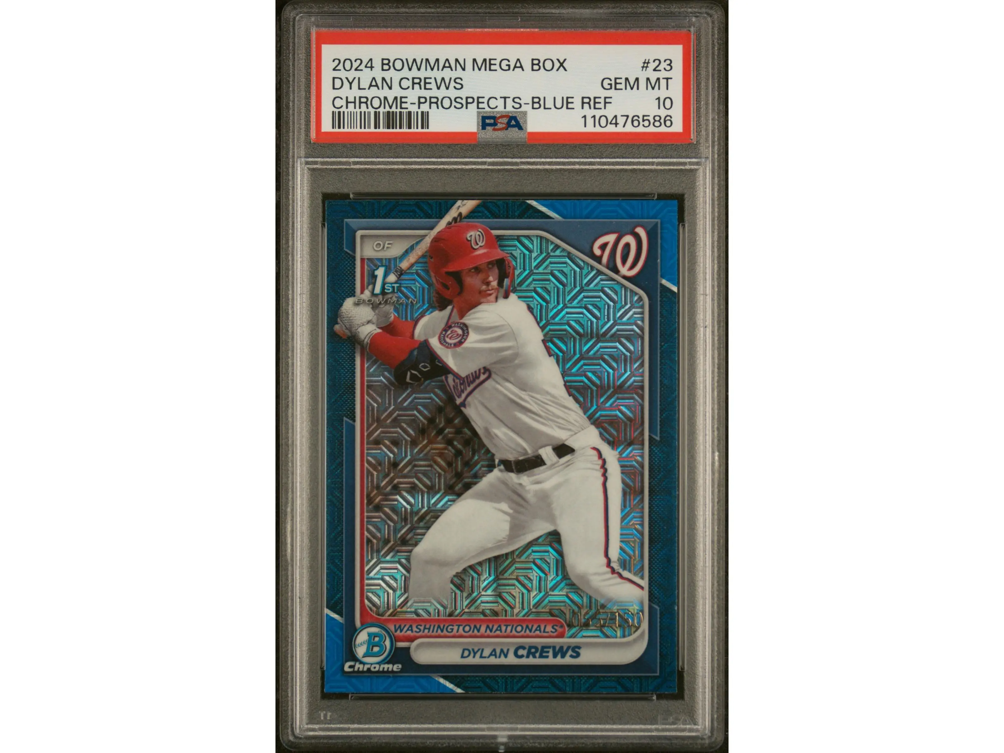 2024 Bowman Mega Box Chrome Prospects Chrome-Prospects-Blue Dylan Crews #23 /150 PSA 10